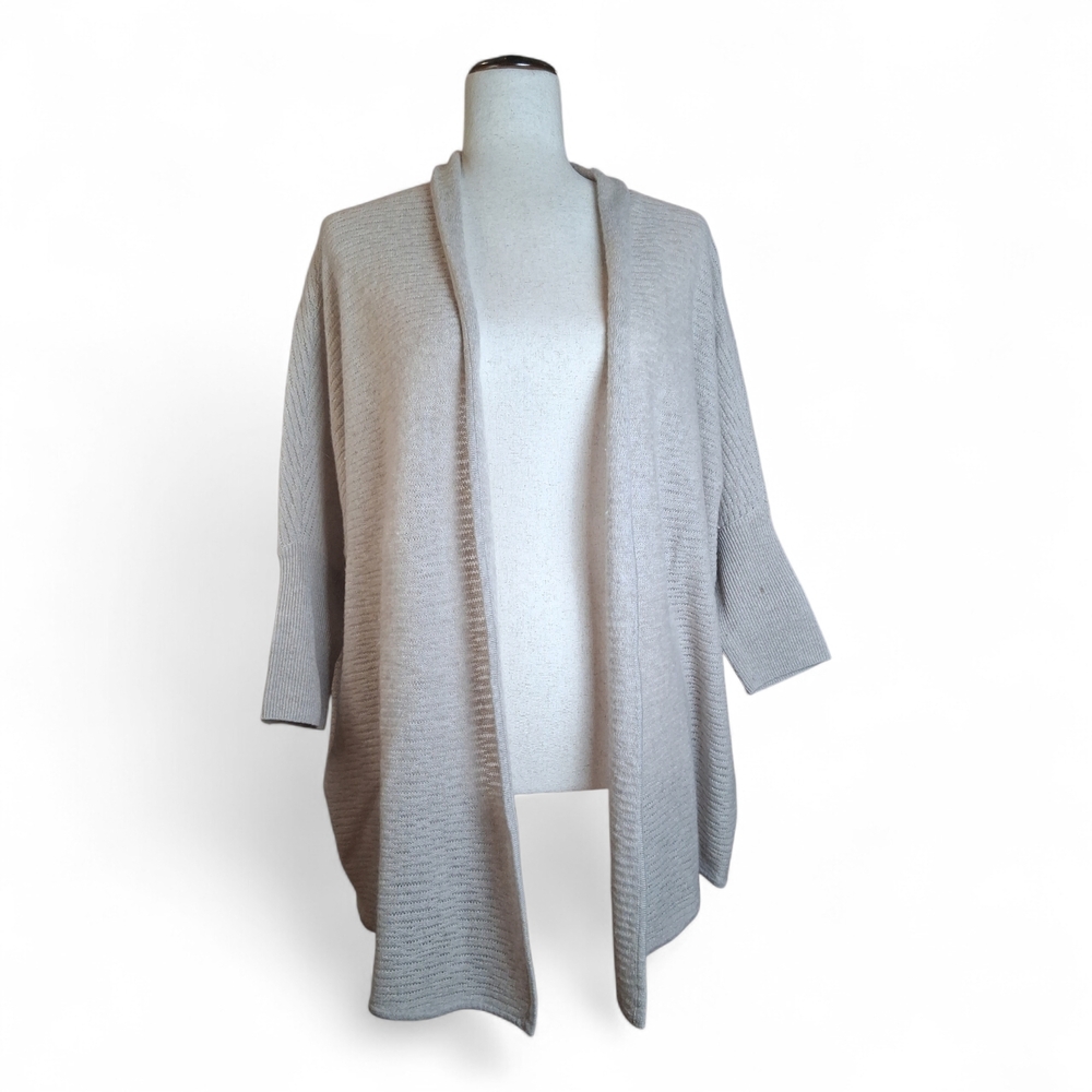 Neiman Marcus Women's Tan Cashmere Open Cardigan M